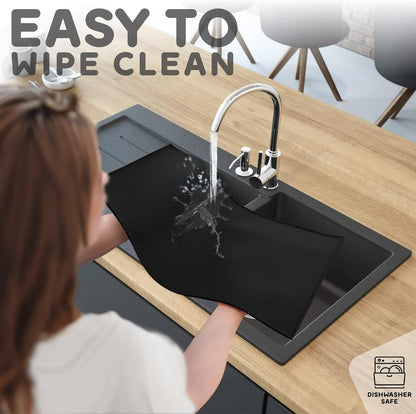 Dog Food Mat - Raised Edges Dogs Mat for Food and Water Prevent Spill, Waterproof Cat Food Mats Protect Floors, Easy Clean Dog Bowl Mats for Food and Water, Silicone Pet Feeding Placemats
