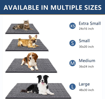 Smiry Dog Door Mat for Muddy Paws 30x20, Extra Soft Absorbent Chenille Doormat, Trap Moisture and Dirt, Non-Slip Machine Washable Front Door Mat for Indoor Entrance Inside Floor, Grey