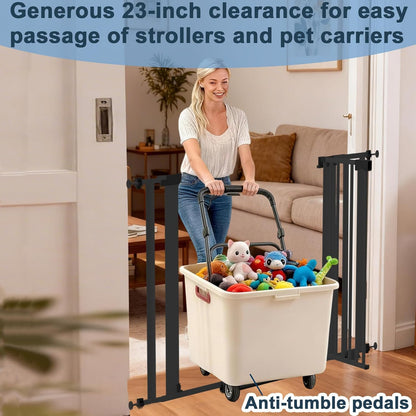 41" Extra Tall Dog Gate Indoor,30-62.5" Wide Heavy Duty Pet Gate for Doorways,Baby Gate with Walk Through and Auto Close, Pressure Mounted, Suitable for Stairs,Kitchen,White