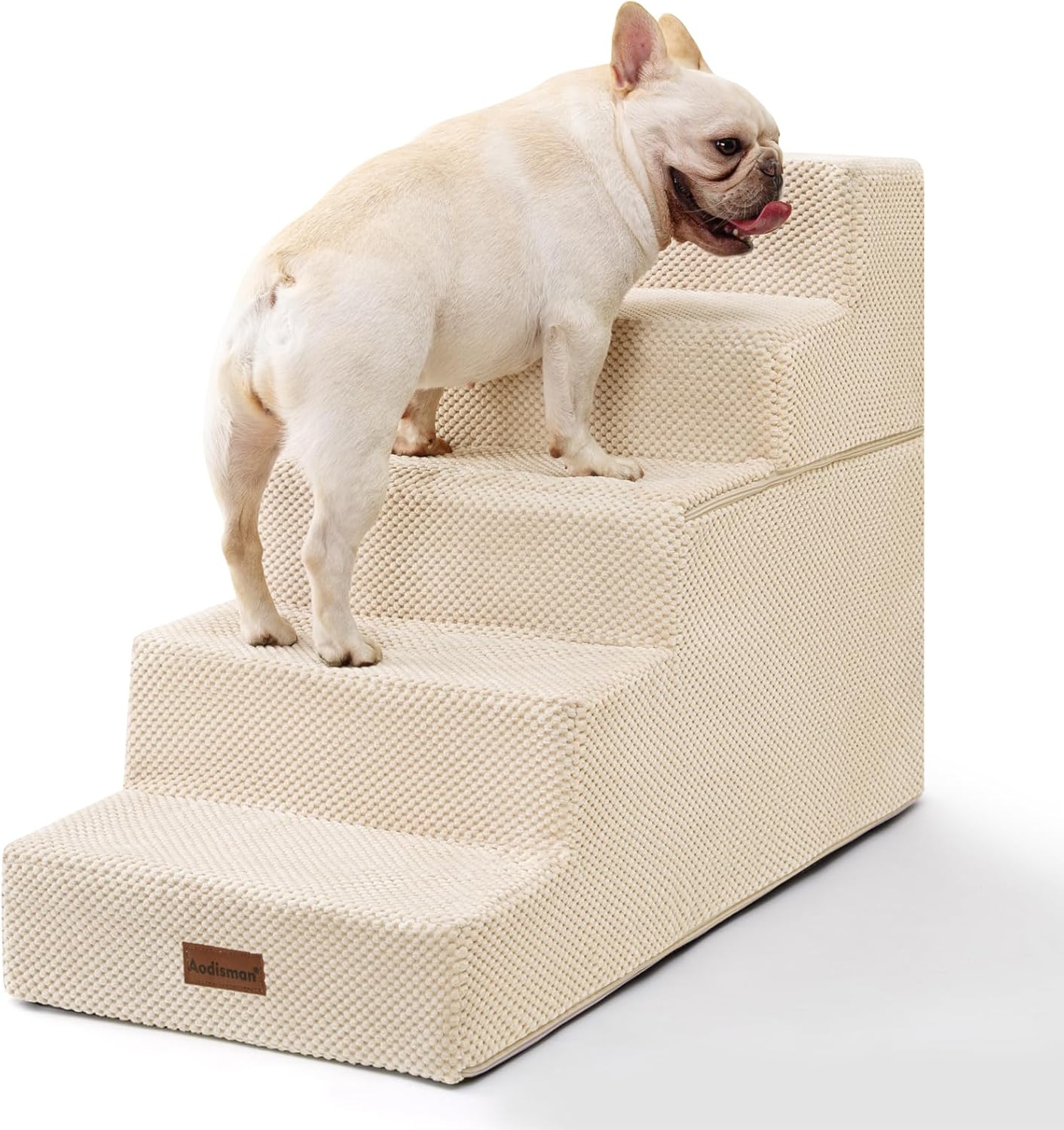 Aodisman Dog Stairs for Small Dogs, 3-Step Non-Slip Pet Stairs for Couch Sofa and Chair, Dog Bed Stairs for Puppy, Older Cat,Grey,13.6" H