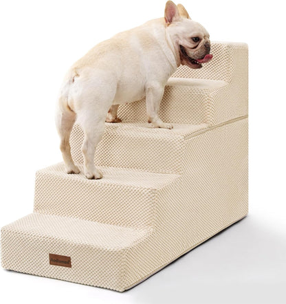 Aodisman Dog Stairs for Small Dogs, 3-Step Non-Slip Pet Stairs for Couch Sofa and Chair, Dog Bed Stairs for Puppy, Older Cat,Grey,13.6" H