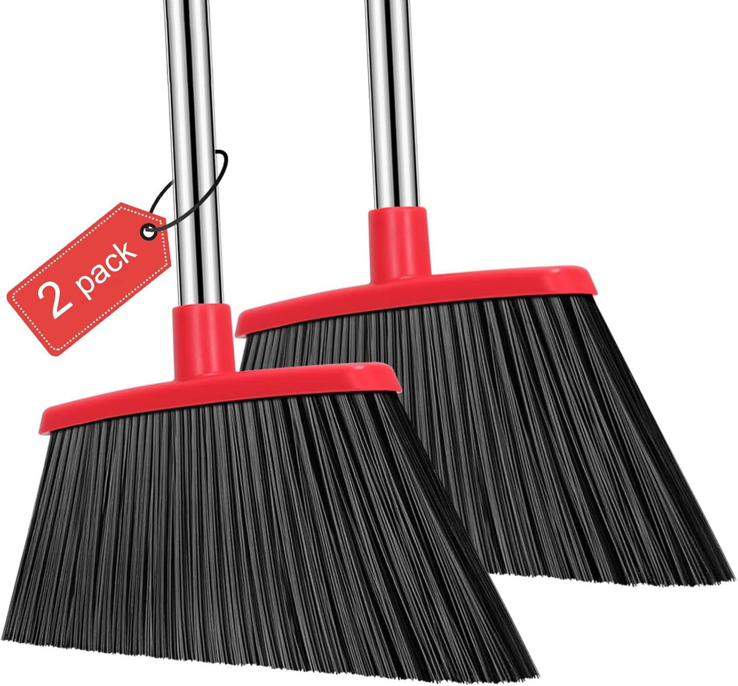 Heavy Duty Broom, 55 Inch Long Handle Outdoor Large Angle Brooms, Commercial Broom for Sweeping Indoor, for Home Garage Kitchen Office Courtyard Lobby Patio Lawn Concrete