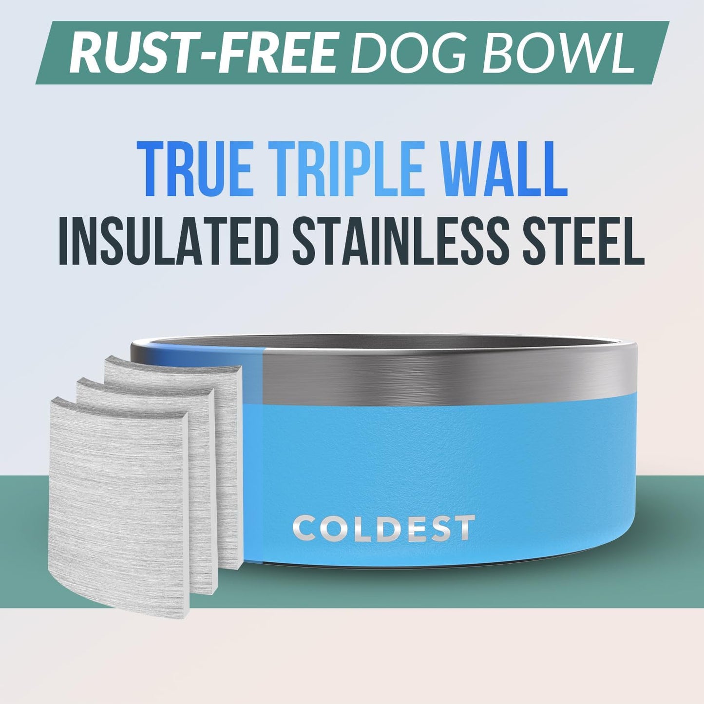 Coldest Dog Bowl - Anti Rust Metal, Non Slip, 3 Layers Insulated Stainless Steel Dog Bowls - Spill Proof & Heavy Duty - Water Bowl for Dogs, Cats & Pets, Dish Washer Safe (21 oz, Stealth Black)