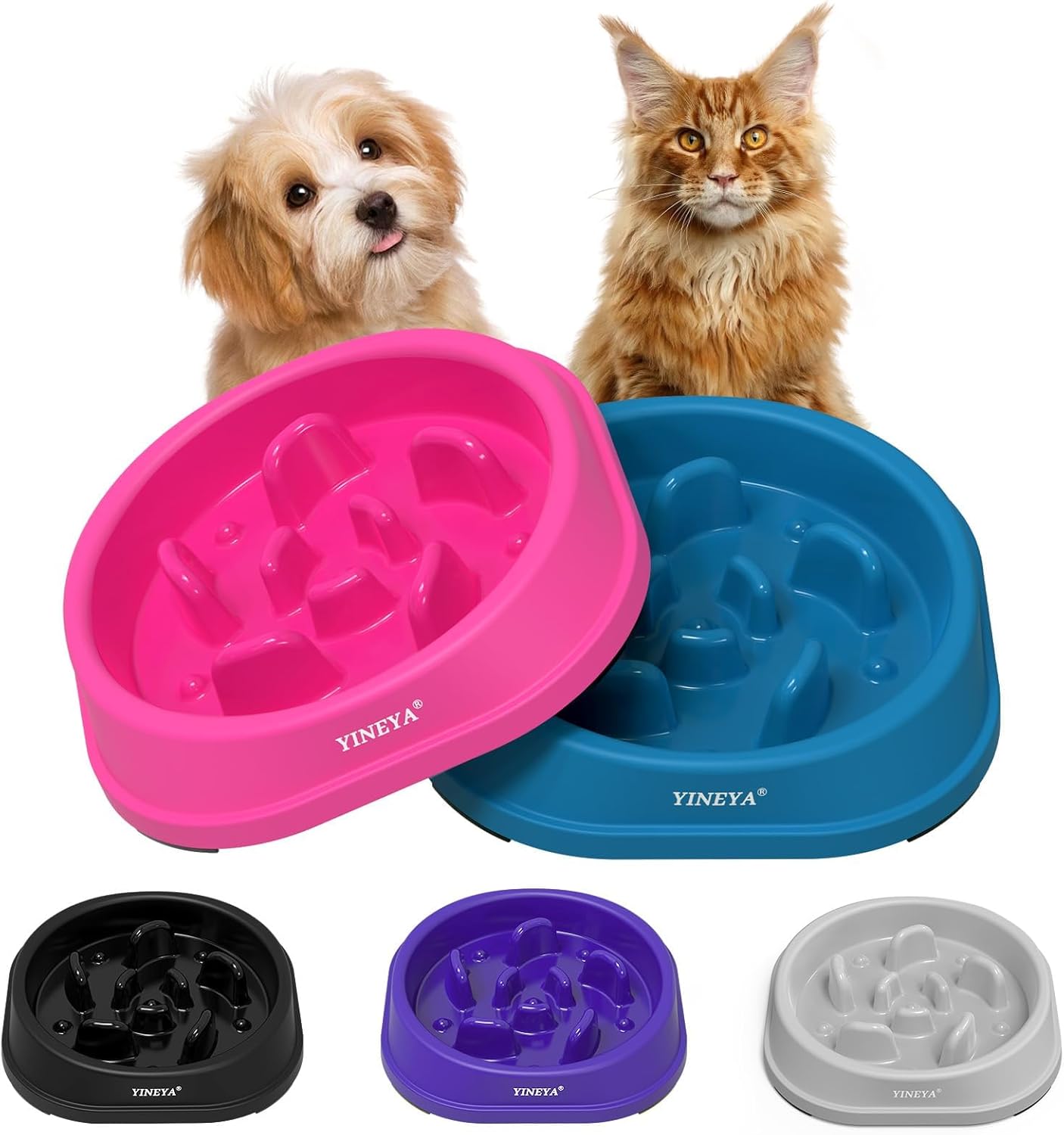 YINEYA Slow Feeder Dog Bowls, Pet Supplies that Slow Down Eating, Pet Food Bowls, Maze Dog Puzzle Feeder for Medium Breed