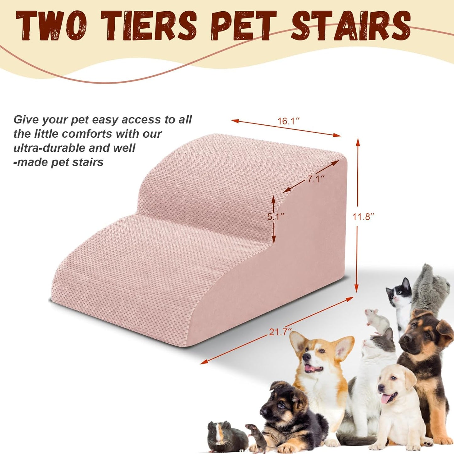 Dog Stairs for Small Dogs - High Density Foam Dog Ramp, Extra Wide Pet Steps with Non-Slip Bottom for High Beds, Couche and Sofa, Best for Pet Injured, Older Dogs Cats (Grey, 4 Steps)