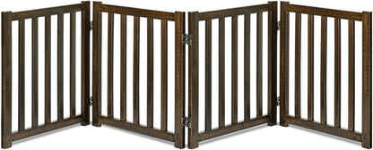 LZRS 2-Panel Wooden Free Standing Foldable Dog Gate Indoor – Solid Hardwood 24" High, Step-Over Safety Pet Gate for Doorways, Stairs & Small Spaces - Indoor Use, White