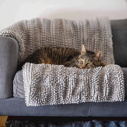 Muddy Mat® Dog Blanket - Chenille Water Absorption Blanket for Bed & Couch Cover for Dogs Washable, Anti-Slip Soft and Durable Furniture Protector for Dogs - Grey 52"x72"