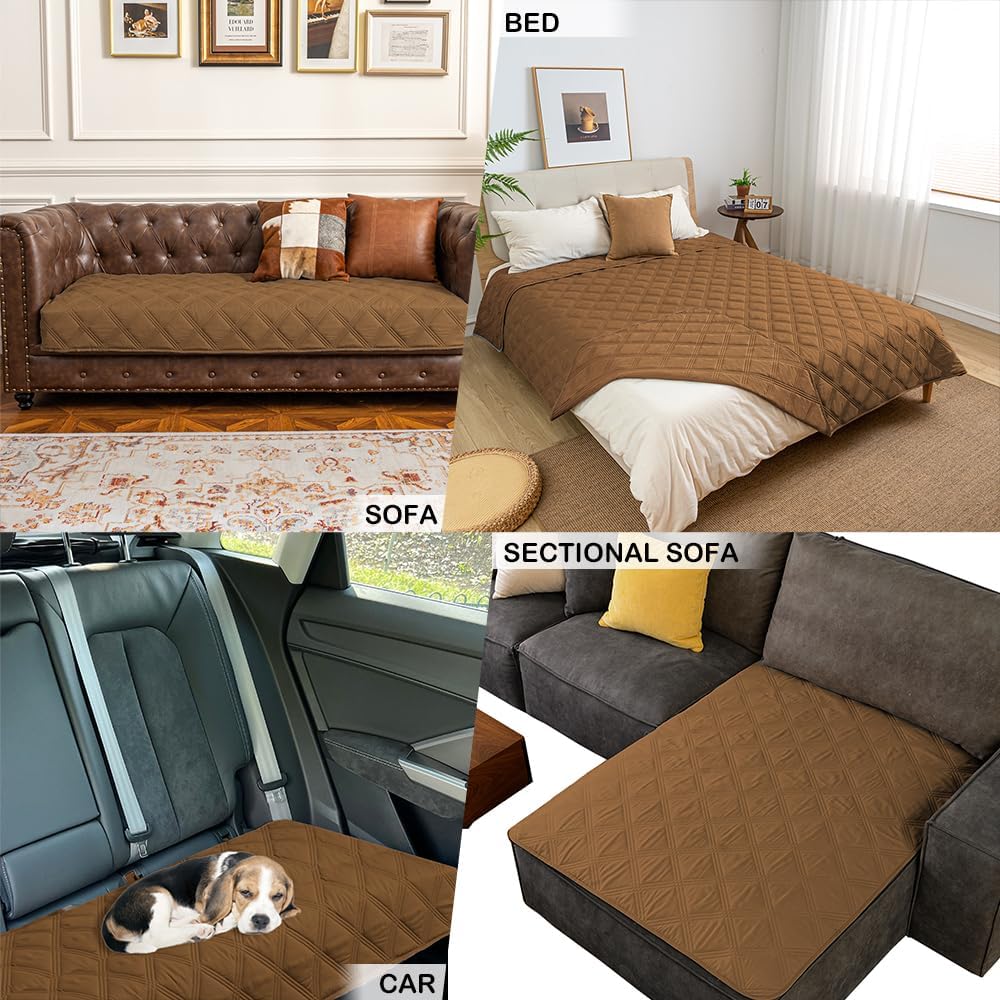 fuguitex Waterproof Dog Blanket, Pet Friendly Reversible Throw Essential for Small Dogs, Tear Resistant Leakproof Washable Couch Cushion Bed Protector Cover for Indoor Furniture（30"*70",Beige+Cream