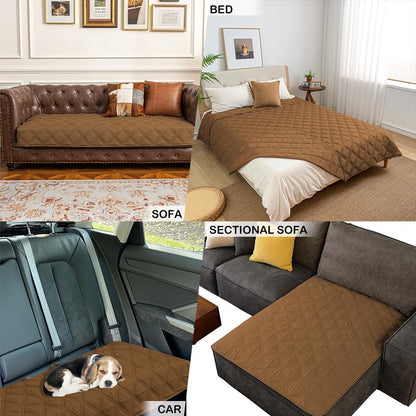 fuguitex Waterproof Dog Blanket, Pet Friendly Reversible Throw Essential for Small Dogs, Tear Resistant Leakproof Washable Couch Cushion Bed Protector Cover for Indoor Furniture（30"*70",Beige+Cream