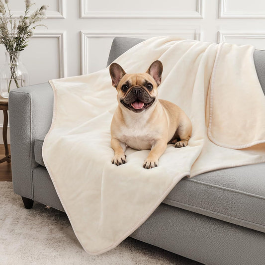 LOOBANI Waterproof Blanket for Bed: Reversible Soft Flannel Twin Bed Blanket 60" x 80", Leakproof Throw Spill-Proof Dog Pet Blanket for Couch Cover, Movie Time, Camping, Travel, Grey