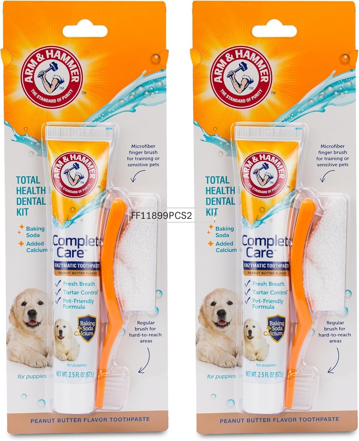 Arm & Hammer Complete Care Dog Dental Kit Enzymatic Toothpaste 2.5 OZ Chicken Flavor Toothbrush Finger Brush Tartar Baking Soda Formula