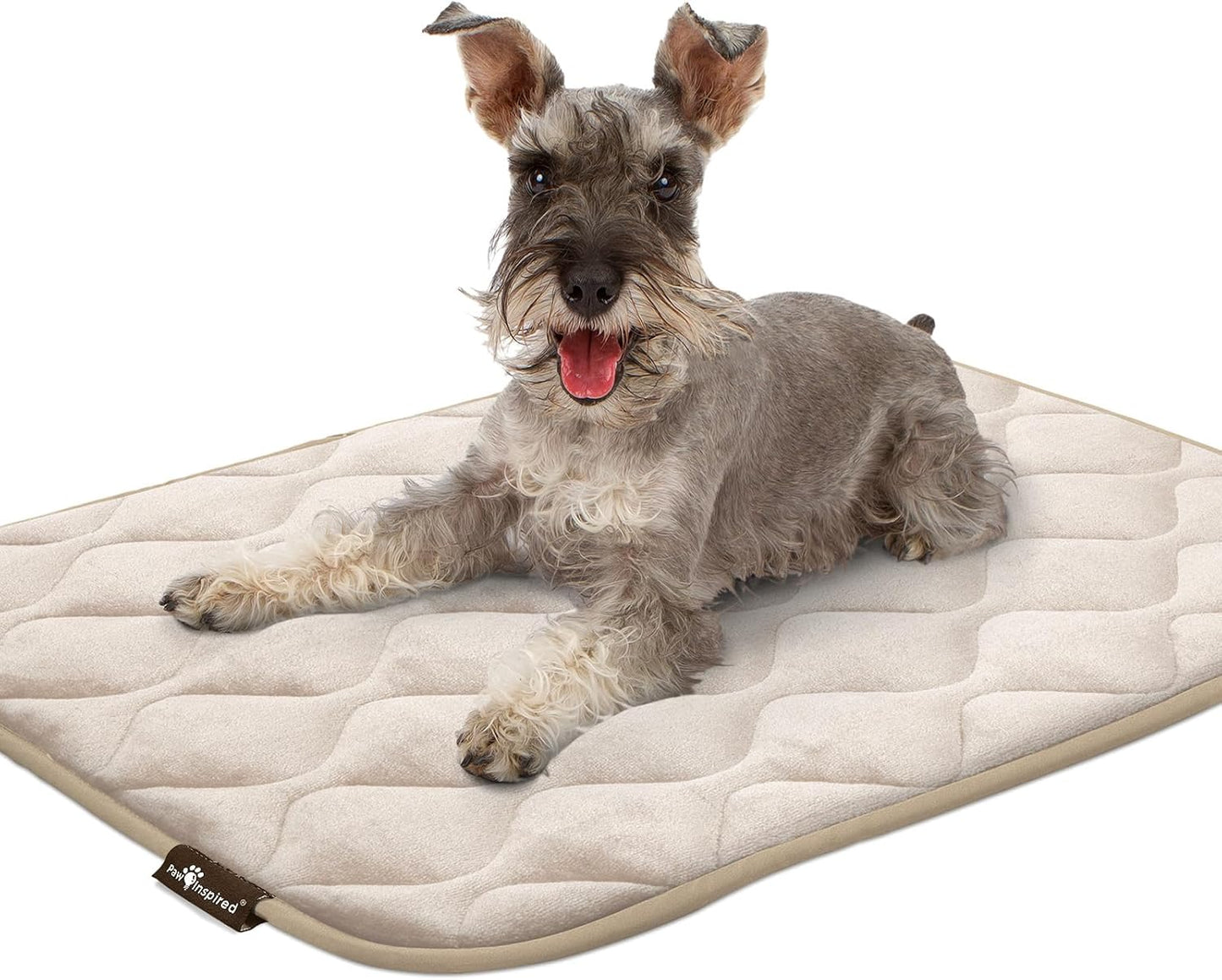 Paw Inspired Washable Padded Crate Mats for Dogs | 29” x 18” Pad, Fits 30-inch Kennels | Leakproof, Waterproof Bottom, Plush Pet Beds (Gray)