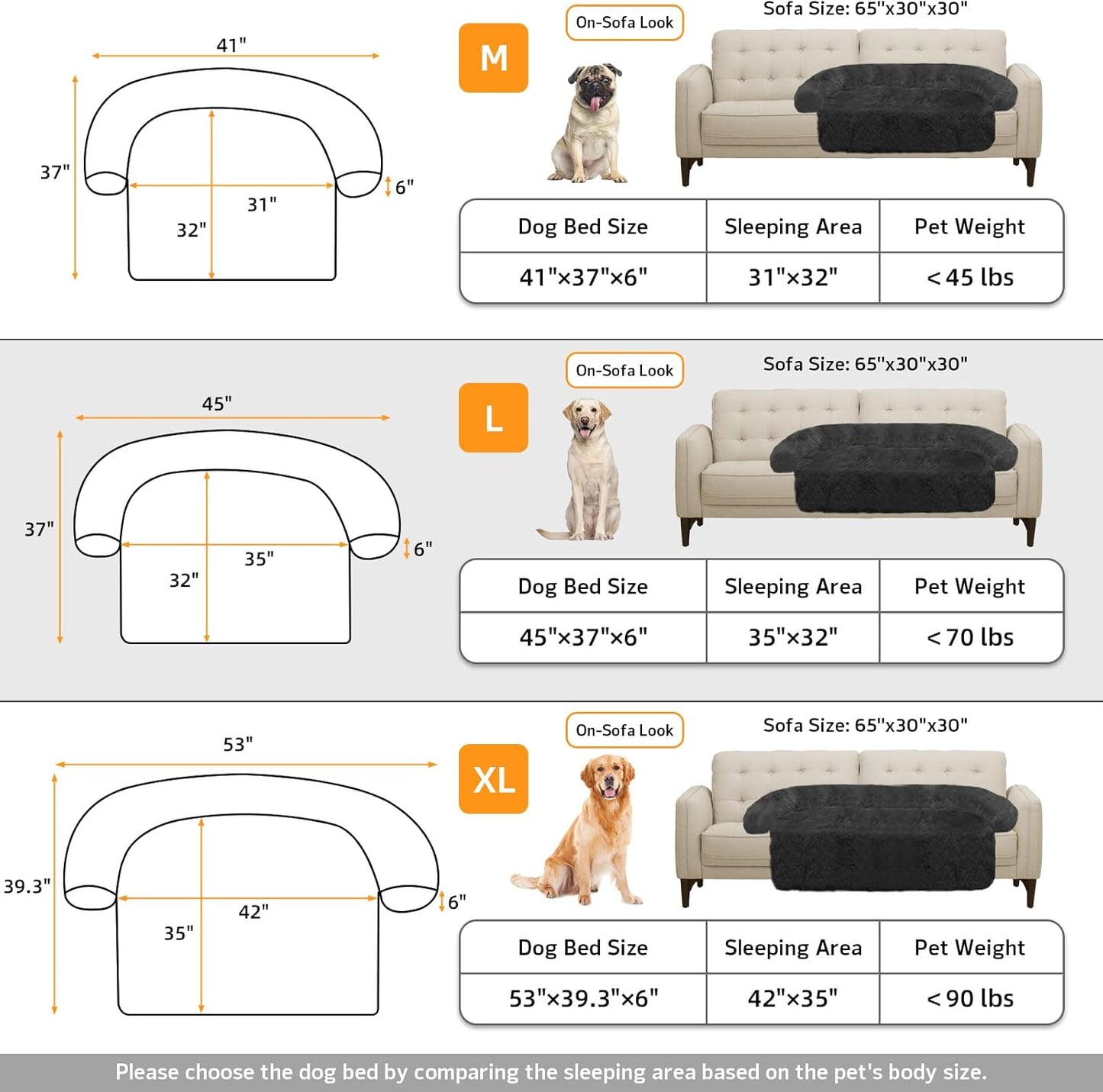 Calming Dog Bed Fluffy Plush Dog Mat for Furniture Protector with Removable Washable Cover for Large Medium Small Dogs and Cats (Large, Light Grey)