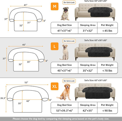 Calming Dog Bed Fluffy Plush Dog Mat for Furniture Protector with Removable Washable Cover for Large Medium Small Dogs and Cats (Large, Light Grey)