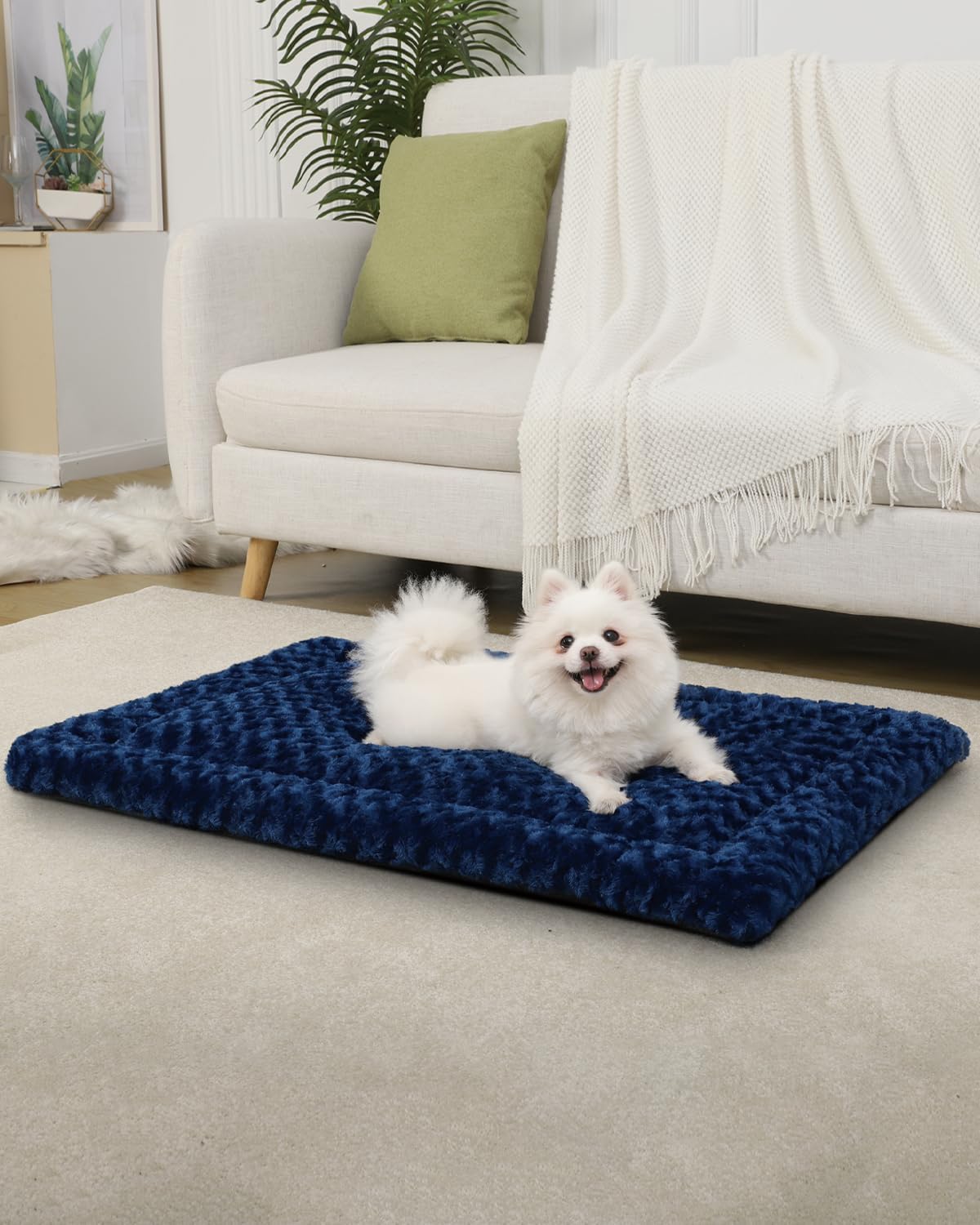 Washable Dog Bed Mat Ultra Soft Dog Crate Pad Comfy Fluffy Pet Kennel Beds Sleeping Mattress for Large Jumbo Medium Small Dogs, 36 x 23 Inch, Gray