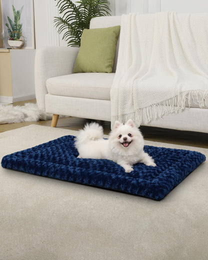 Washable Dog Bed Mat Ultra Soft Dog Crate Pad Comfy Fluffy Pet Kennel Beds Sleeping Mattress for Large Jumbo Medium Small Dogs, 36 x 23 Inch, Gray