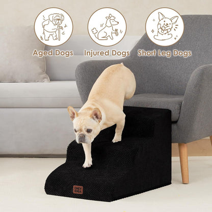 EHEYCIGA Curved Dog Stairs Ramp for High Beds 19.7" H, 4-Step Dog Steps for Small Dogs and Cats, Pet Stairs for High Bed Climbing, Non-Slip Balanced Pet Step Indoor, Grey