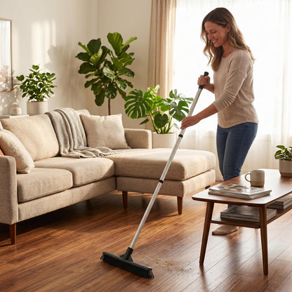 Superio 16"" Slim Silicone Salon Broom - Carpet Rake for Liquid, Human Hair, and Pet Hair, and Fur Space Saving and Easy to Wash, 12811274