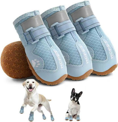 Hcpet Dog Boots, Dog Shoes for Large Dogs, Medium Dog Boots & Paw Protectors, Anti-Slip Dog Booties for Hot Pavement Winter Snow Hiking with Reflective Straps Black Size 6