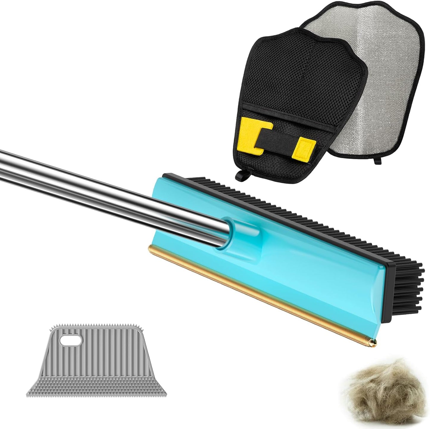 Carpet Rake - 60" Long Handle Pet Hair Removal with Metal Fabric Edge Design,Carpet Broom,Carpet Rake for Carpets, Rugs,Mats,Couch,Stairs