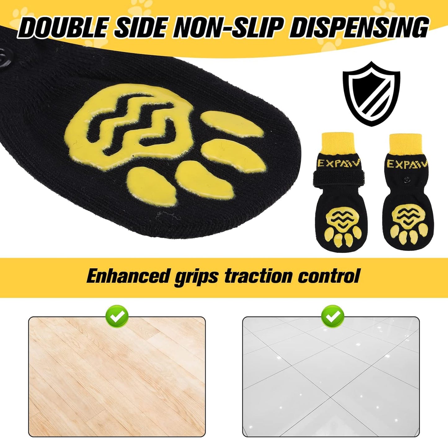 EXPAWLORER 6Pcs Anti-Slip Dog Socks to Prevent Licking Paws,Dog Shoes for Hot Pavement,Dog Booties Traction Control on Hardwood Floor,Boots & Paw Protectors, for Puppy Small Medium Large Senior Dogs
