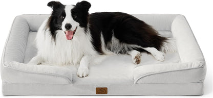Bedsure Orthopedic Dog Bed Medium Size Dogs - Washable Small Medium Dog Cat Bed Waterproof, Comfort Cats Couch Sofa with Washable Removable Cover, Pets Bed with Nonskid Bottom, Grey, 28"