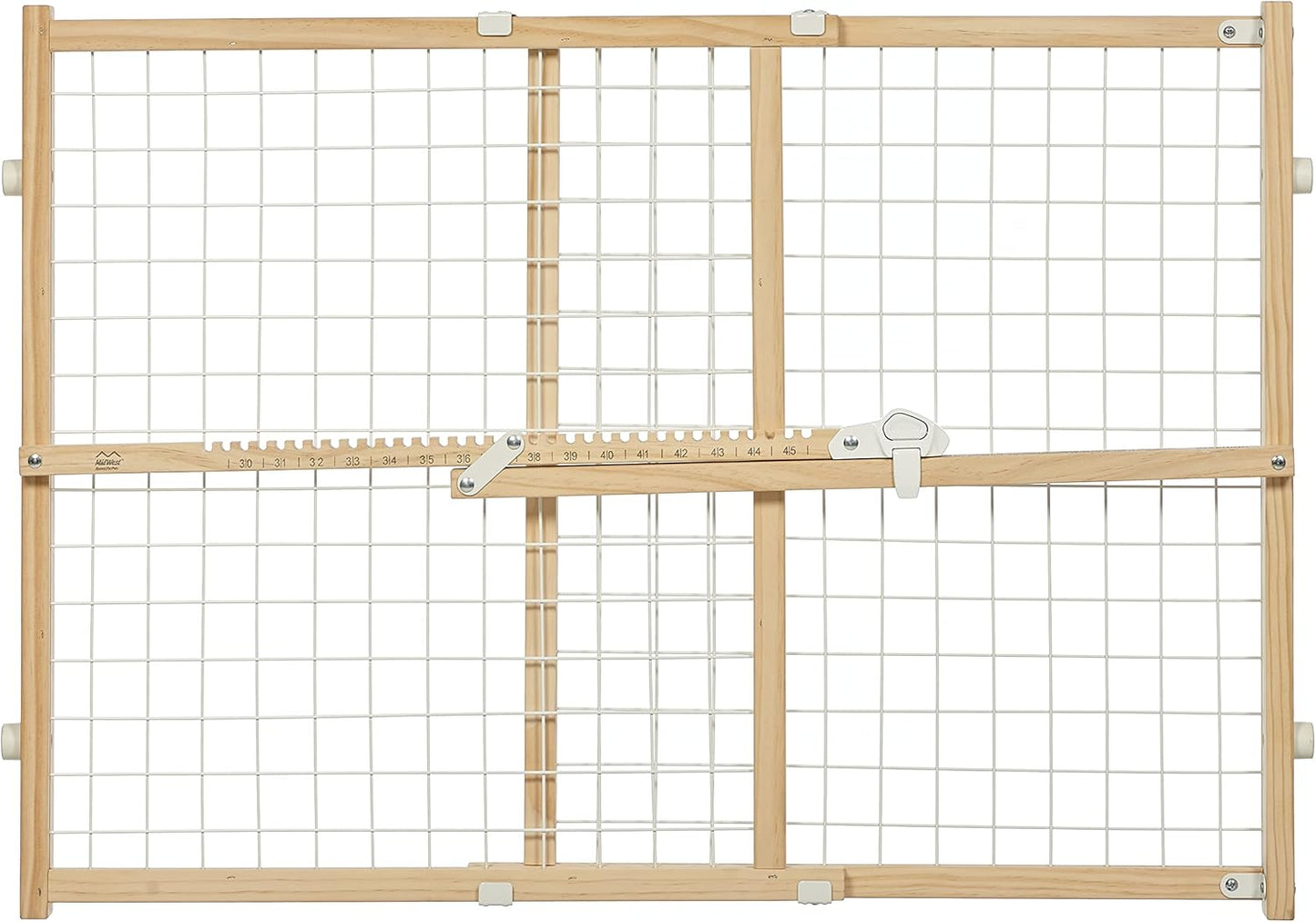 MidWest Homes for Pets Wire Mesh Pet Safety Gate, Dog Gate Expands From 29 - 50 Inches Wide, 32 Inches Tall, Wood, Powder Coated Wire