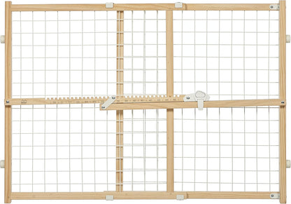 MidWest Homes for Pets Wire Mesh Pet Safety Gate, Dog Gate Expands From 29 - 50 Inches Wide, 32 Inches Tall, Wood, Powder Coated Wire