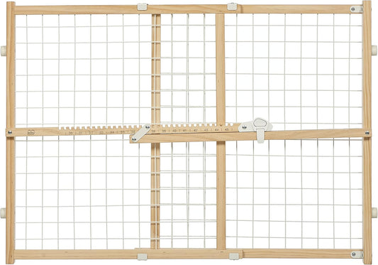 MidWest Homes for Pets Wire Mesh Pet Safety Gate, Dog Gate Expands From 29 - 50 Inches Wide, 32 Inches Tall, Wood, Powder Coated Wire