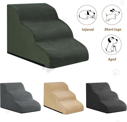 Aodisman 3-Step Dog Ramp and Stairs for Sofa and Chair - Non-Slip Sturdy Pet Steps for Small Dogs and Cats,15.7" H,Grey