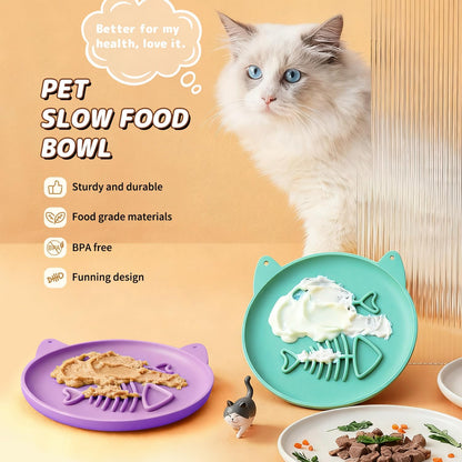 Slow Feeder Dog Bowl for Small Medium Dogs & Cats, 7.5 Inch Non Slip Slow Bowl with 37 Suction Cups, Anti-Choking Food Grade Silicone Slow Eating Bowl