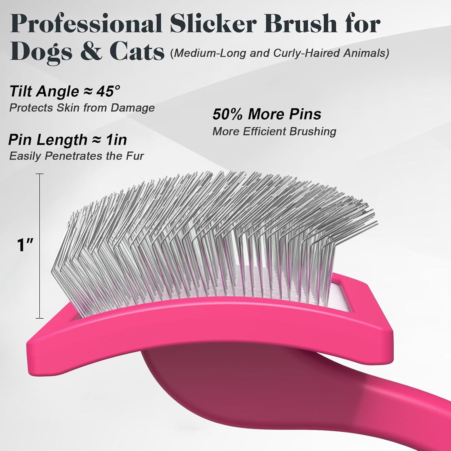 2PCS Slicker Brush for Dogs & Pet Comb,Professional Dog Grooming Brush (Goldendoodles,Poodles,Labradoodles) with Extra Long Pins to Effectively Remove Tangles, Knots and Mats (Orange, Large)