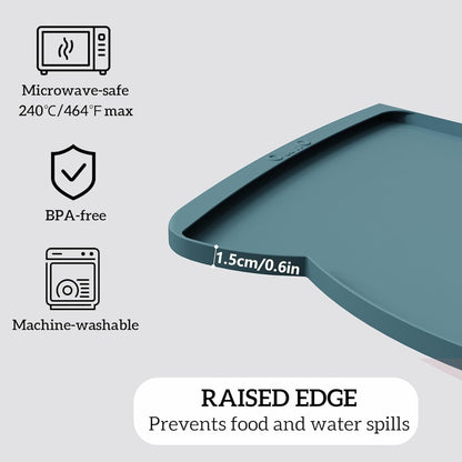 OHMO - Cat Food Mat, Silicone Pet Feeding Mat for Floor Non-Skid Waterproof Dog Water Bowl Tray, Easy to Clean Pet Placemat (Erythrinus, 18 * 9.8'')