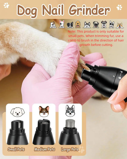4 in 1 Dog Clippers, USB-C Rechargeable Dog Grooming Clipper Kit Nail Ginder with Two Speeds, Cordless Pet Cat Trimmer Shavers for Thick Hairs for Poodle, Small Pets