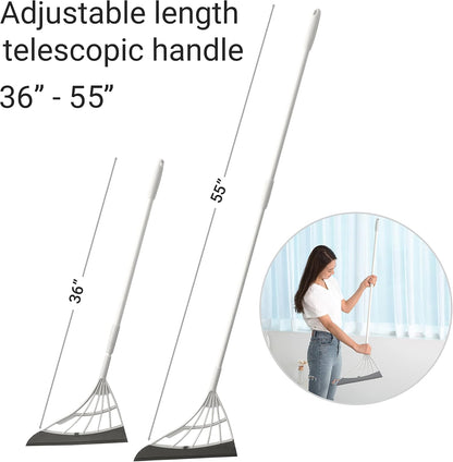 Original Broombi - All-Surface Silicone Broom, Squeegee, Pet Hair Remover - Smart Broom for Indoor Cleaning - Cleans Glass, Fine Dust, Hair, Liquids - for Smooth Floors, Rugs, Windows (Black)