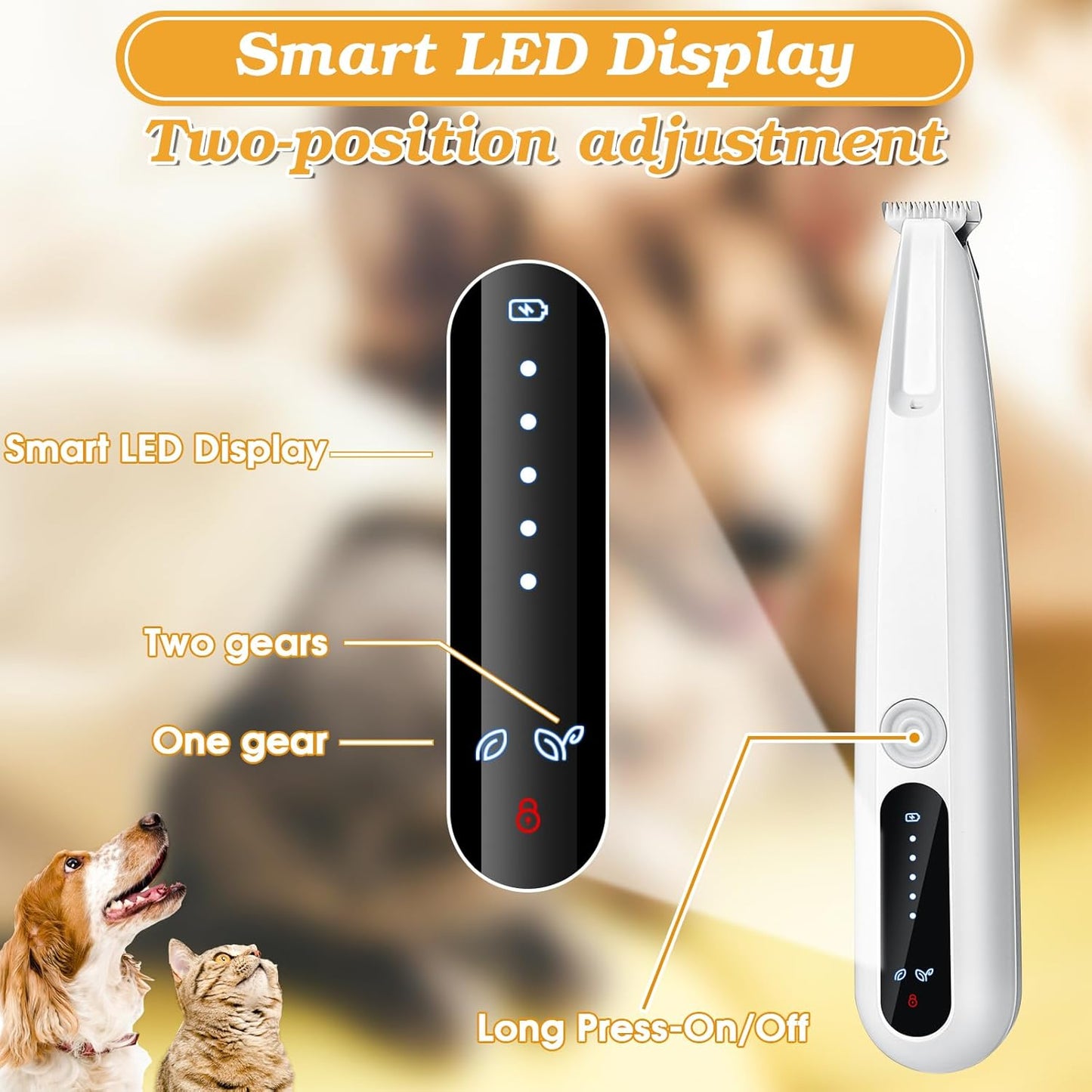 Palksky Dog Clippers for Grooming - 2 in1 Upgraded Electric Dog Paw Trimmer with Nail Grinder, Rechargeable Waterproof Paw Trimmer with Led Display for Dogs Paws, Ears, Face, Rump & Eyes