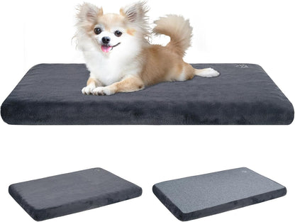 EMPSIGN Stylish Dog Bed Mat Dog Crate Pad Mattress Reversible (Cool & Warm), Water Proof Linings, Removable Machine Washable Cover, Firm Support Pet Crate Bed for Small to XX-Large Dogs, Grey