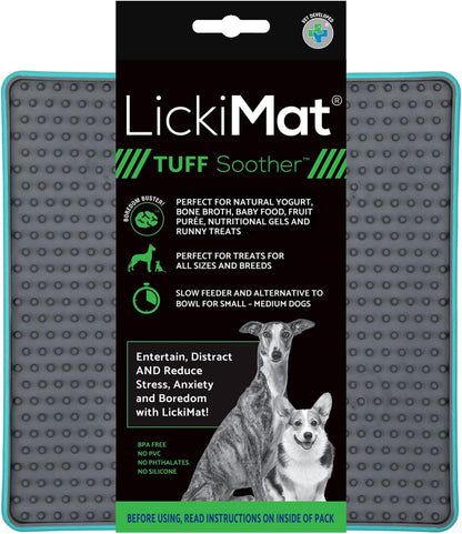 LickiMat Tuff, Heavy-Duty Soother, Dog Slow Feeder Lick Mat, Boredom Anxiety Reducer; Perfect for Food, Treats, Yogurt, or Peanut Butter, Fun Alternative to a Slow Feed Dog Bowl, Green