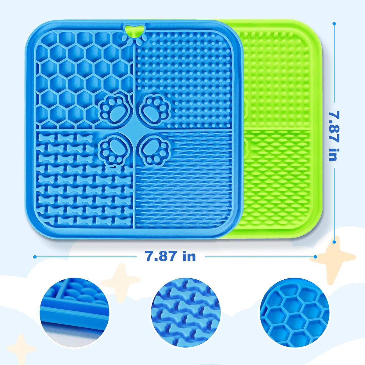 Lick Mat for Dogs, Dog Lick Mat with Suction Cups, Pet Food Mats and Slow Feeder Cat Bowl for Dog Anxiety Relief Pet Enrichment Toys for Bathing Station and Cat Grooming 2 Pack (Blue & Orange)