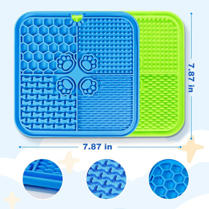 Lick Mat for Dogs, Dog Lick Mat with Suction Cups, Pet Food Mats and Slow Feeder Cat Bowl for Dog Anxiety Relief Pet Enrichment Toys for Bathing Station and Cat Grooming 2 Pack (Blue & Orange)