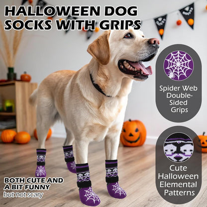 EXPAWLORER 6Pcs Anti-Slip Dog Socks to Prevent Licking Paws,Dog Shoes for Hot Pavement,Dog Booties Traction Control on Hardwood Floor,Boots & Paw Protectors, for Puppy Small Medium Large Senior Dogs