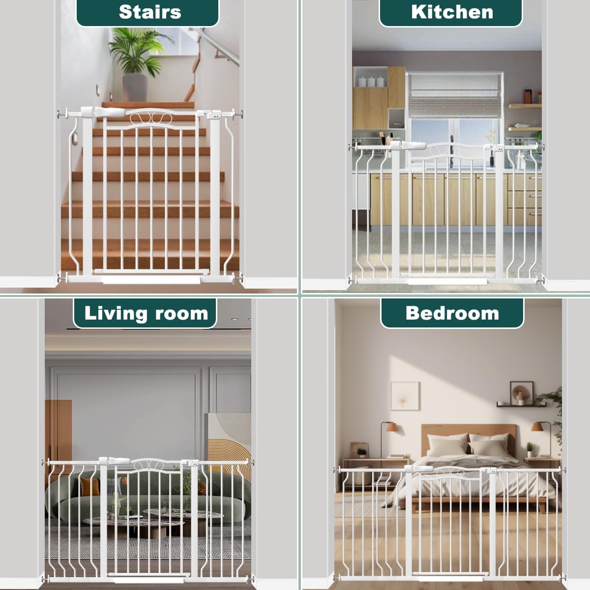 Fairy Baby 62.5"-71.6" Extra Wide Baby Gate Pressure Mount, Long Large Dog Gate Indoor Doorways Stairs, No Drill Safety Child Gate for Kids with Double Lock, Walk Thru Pet Gate for Puppy Doggy, Black