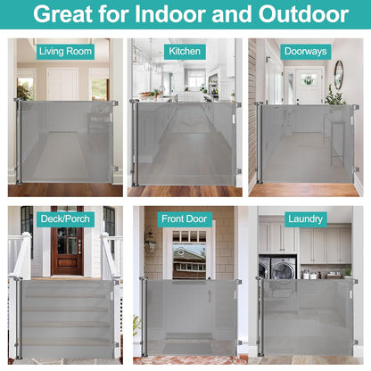 42 Inch Extra Tall Dog Gate Indoor 55” Wide Puppy Gates for The House Prevent Kids/Pets from Jumping Over Retractable Extra Tall Baby Gates for Doorways Retractable Outdoor Pet Gate for Stairs, Black