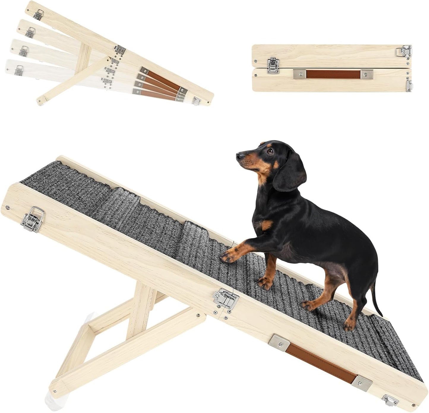 2026 Upgraded Dog Ramp for Couch, Foldable Small Dog Ramp for Sofa, 4 Adjustable Height from 13'' to 21", Portable Stable Pet Steps with Non-Slip Pad, Pet Ramps Use for Sofa Couch Stairs