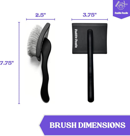 Dog Slicker Brush - Grooming Designed for All Poodles and Doodle Mixes – Fluff, Style, Detangle, and Demat – Ergonomic Handle Design – Angled Brush Pins that are Safe and Effective