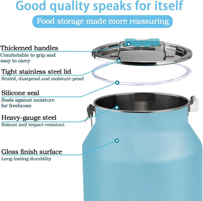 Dog-Cat Food Storage Container 40 lb/38 Qt Large Pet Food Bin with Airtight Lid, 304 Stainless Steel Construction & Scoop Included, Durable Metal Dog Food Storage for Dogs & Cats, Blue