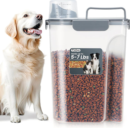 Dog Cat Food Storage Container, Pet Food Container Airtight with Large Spout & Cup, BPA-Free Plastic Food Dispenser for Pet Food, Bird Seed, Rice, Flour - Pink 2.5-5lb (1 pack)