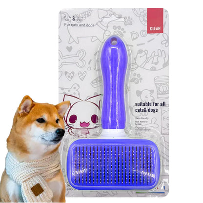 Self-Cleaning Slicker Brush, Dog Cat Bunny Pet Grooming Shedding Brush, Easy to Remove Loose Undercoat, Pet Massaging Tool Suitable for Pets with Long or Short Hair (Black)