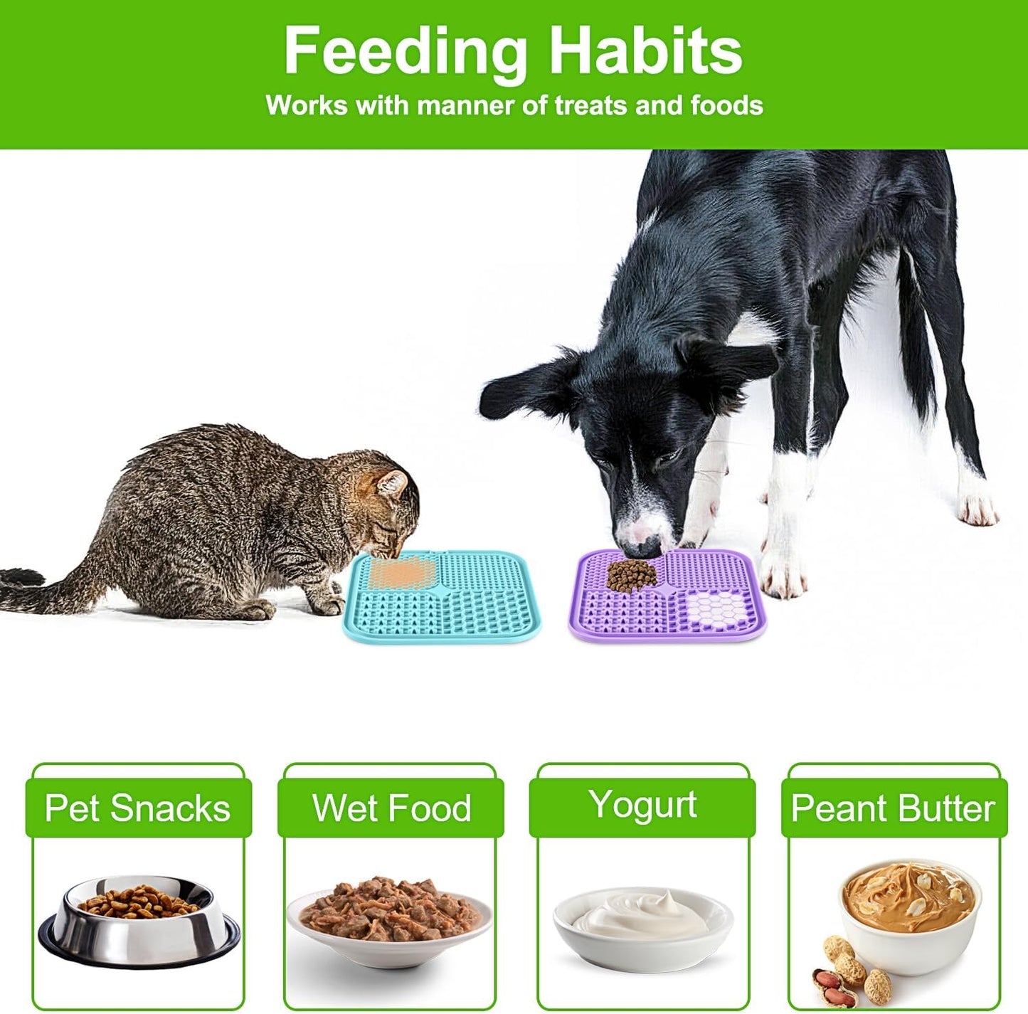 LUKITO 3PCS Lick Mat for Dogs and Cats, Licking Mat with Suction Cups for Anxiety Relief, Cat Peanut Butter Lick Pad for Boredom Reducer, Dog Enrichment Toy, Dog Lick Mat for Bathing Grooming