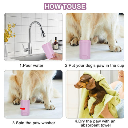 Dog Paw Cleaner, Pet Foot Washer for Small Medium Dogs Cat, Grooming Essentials to Wash Muddy Puppy Feet (Grey)